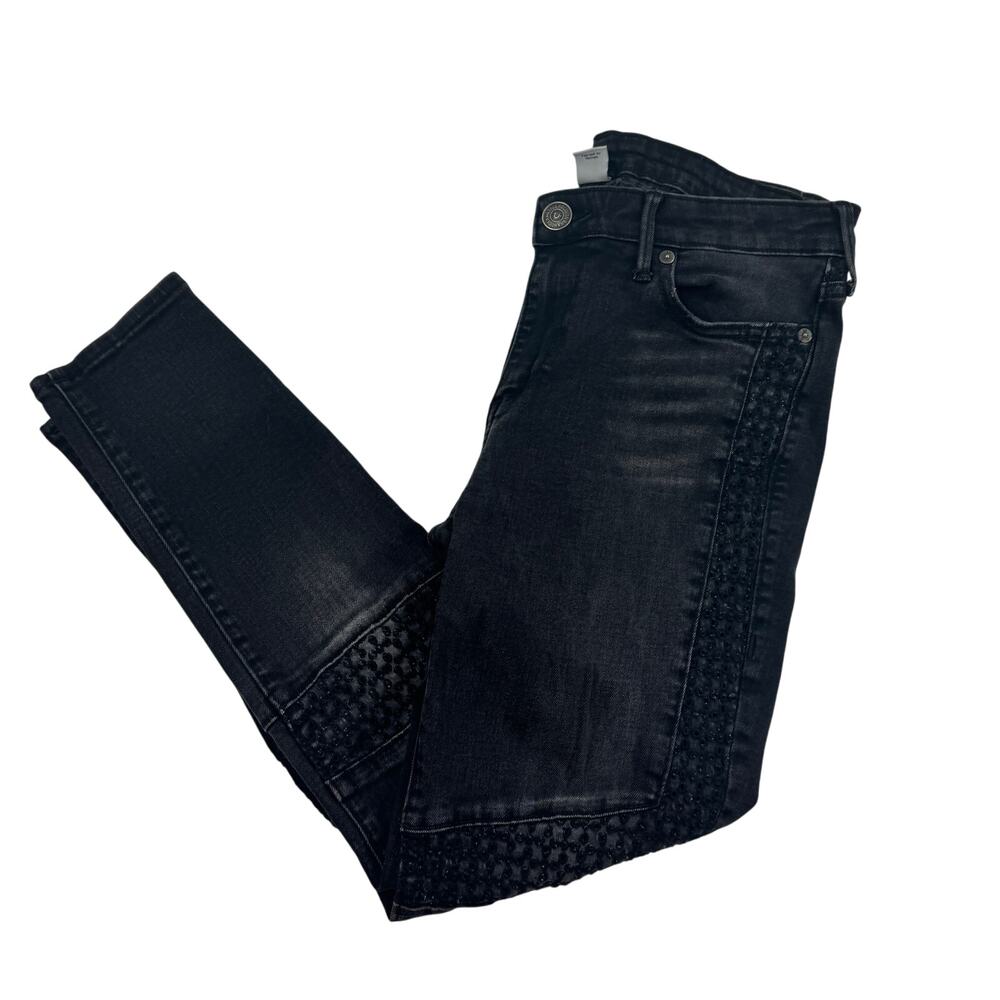 True Religion Halle Mid Rise Super Skinny Eyelet Stretch Jeans Women's Size 30